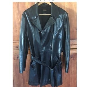COACH Women Black Leather Trench Coat -Made In USA